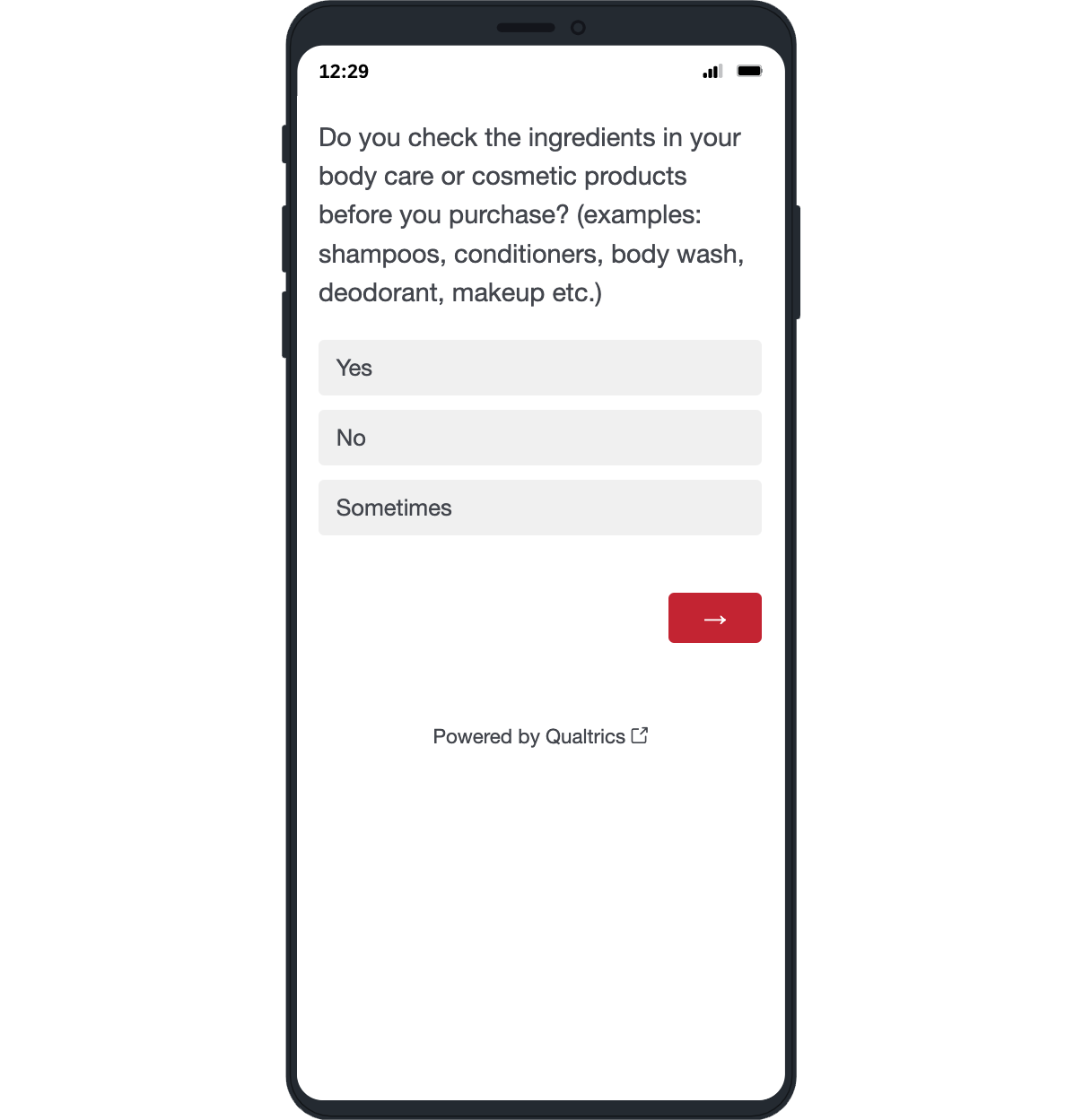 image of a survey on a phone