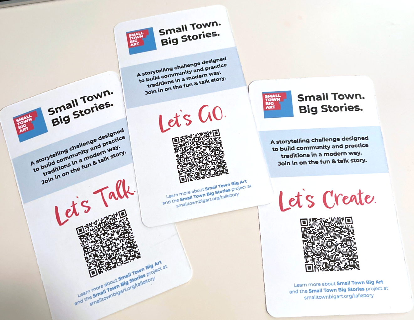  mid-fidelity storytelling cards on a table