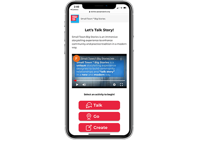 Prototype of a storytelling website on a mobile phone